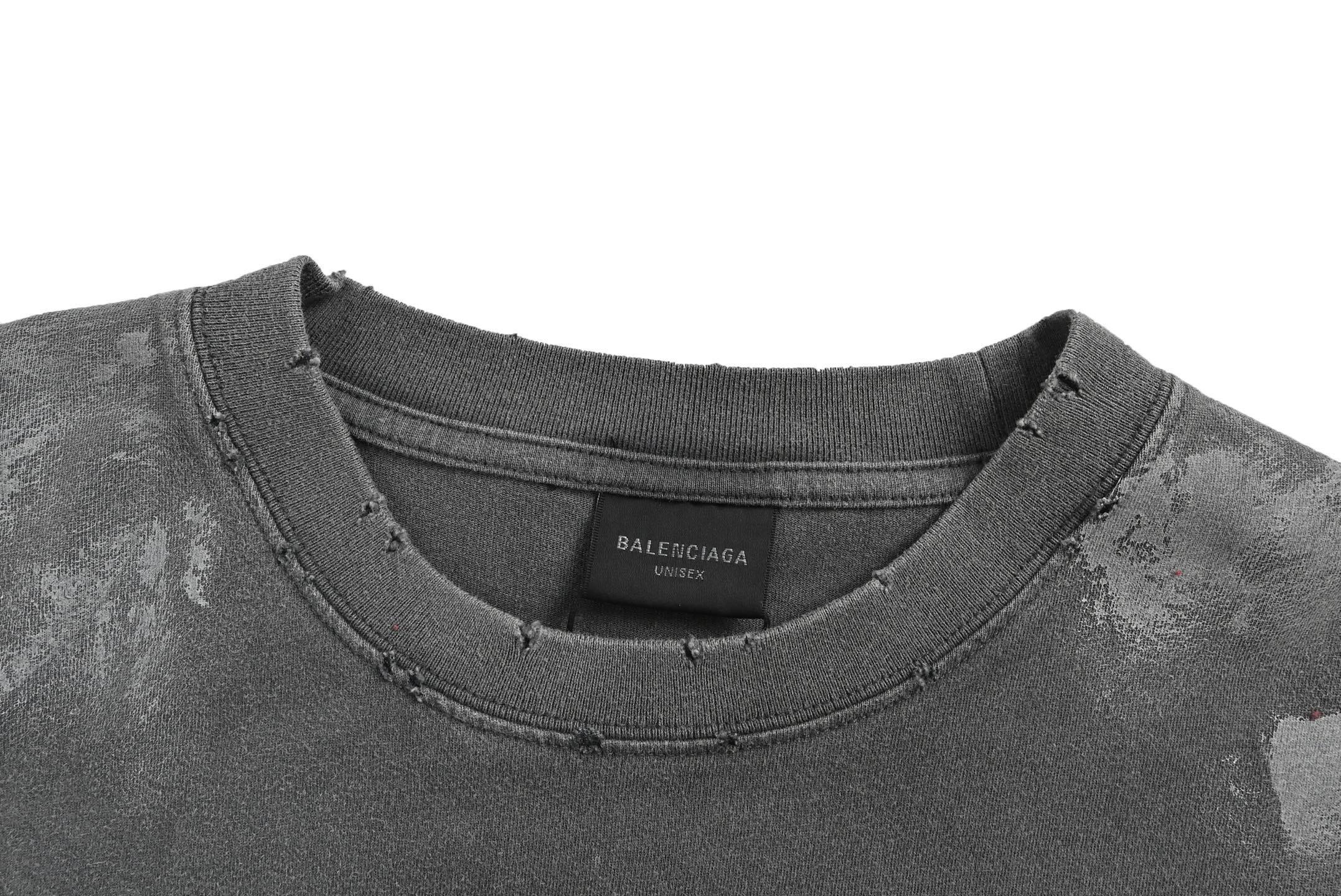 Balenciaga Dirty Effect Logo T-Shirt – Grey