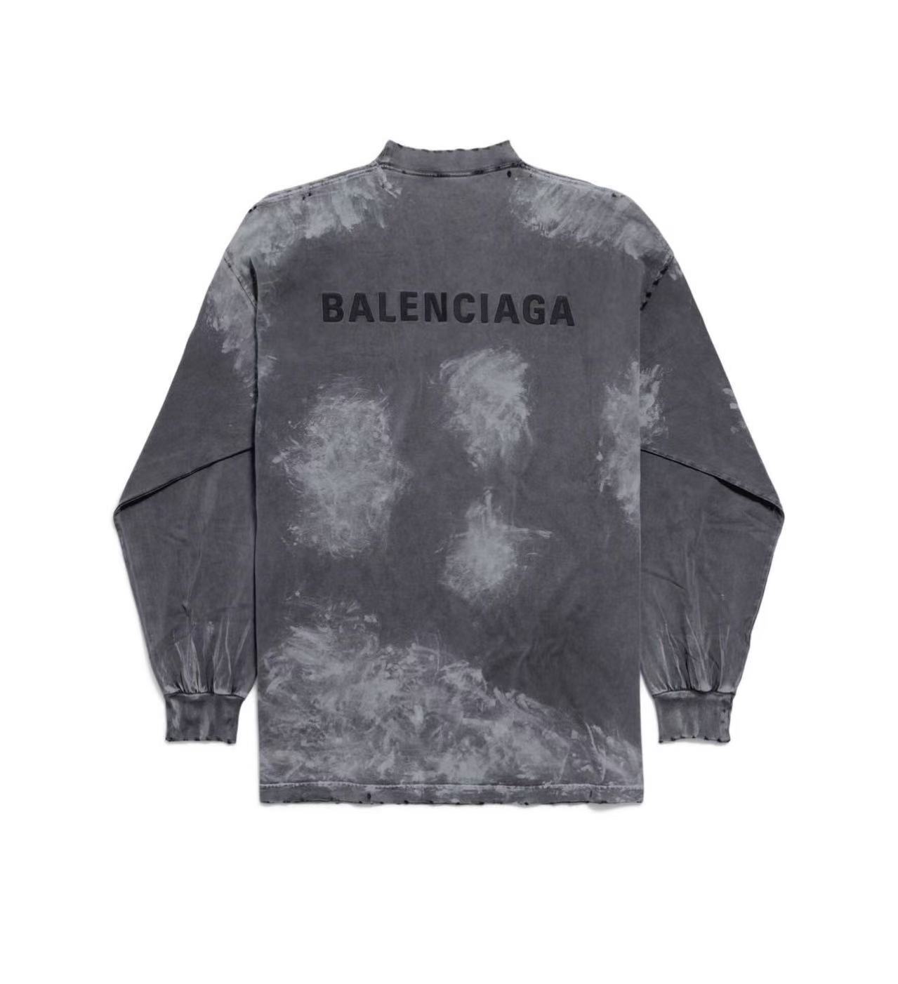 Balenciaga Felpa Oversize Effetto Washed – Grigio Antracite