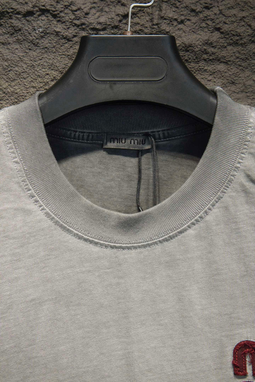 Miu Miu Logo Embroidered Cotton T-Shirt