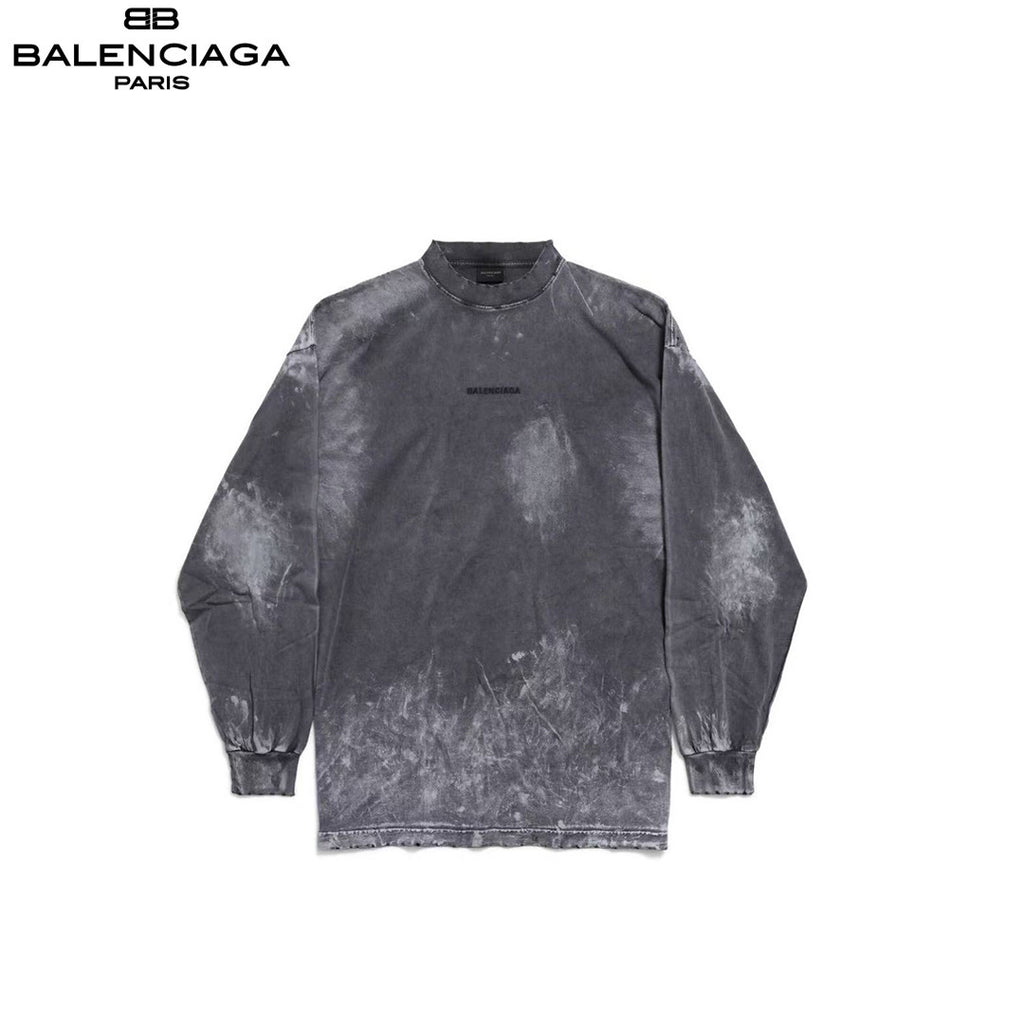 Balenciaga Felpa Oversize Effetto Washed – Grigio Antracite