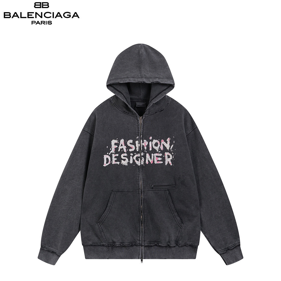 Balenciaga Hoodie Con Zip Fashion Designer Large Fit