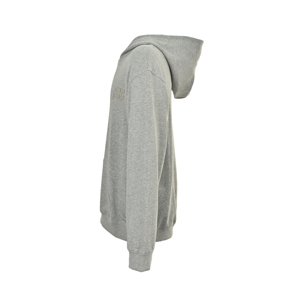 Miu Miu Embroidered Logo Cotton Hoodie
