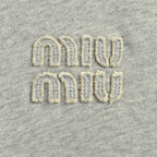 Miu Miu Embroidered Logo Cotton Hoodie