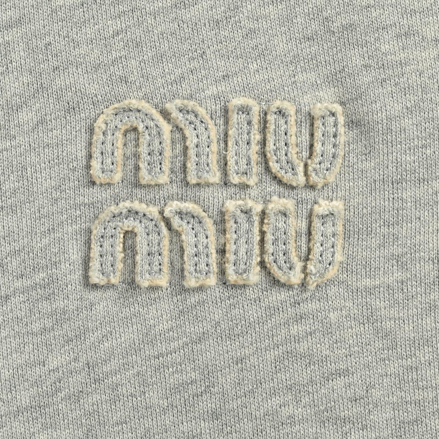 Miu Miu Embroidered Logo Cotton Hoodie