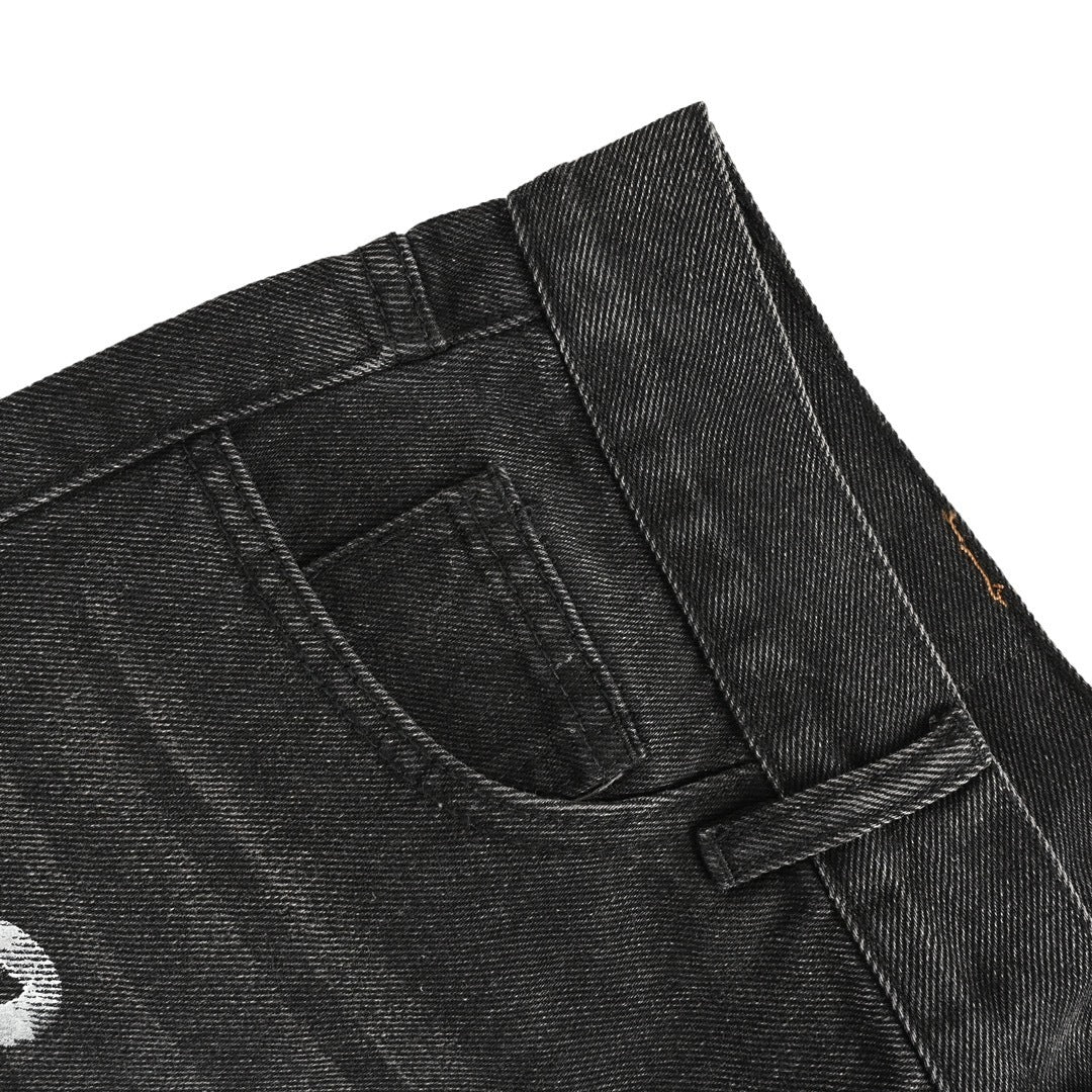 Balenciaga Logo Print Wide-Leg Jeans