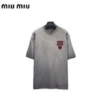 Miu Miu Logo Embroidered Cotton T-Shirt